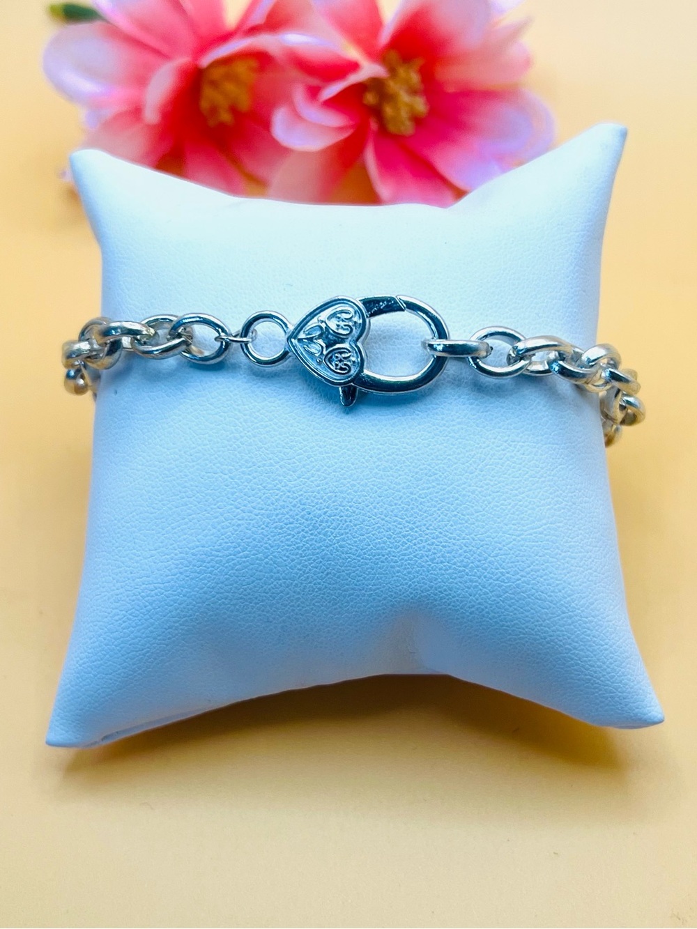 Silver plated chunky Chain Bracelet adjustable size